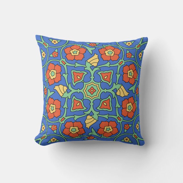 Vintage 1930s Catalina Island Tile Design Pillow (Front)