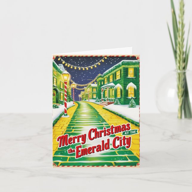 Vintage 1930s Emerald Christmas Holiday Card (Front)