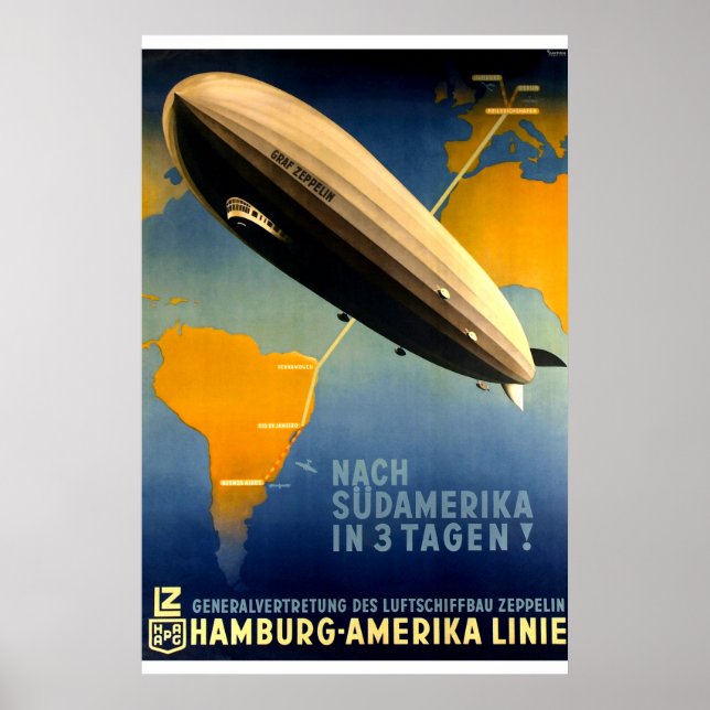 Vintage - 1930's Graf Zeppelin Travel Poster (Front)