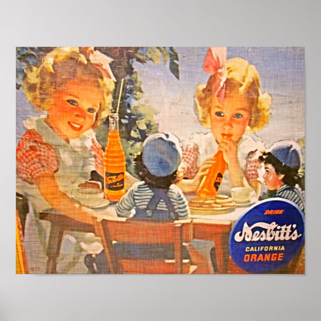 Vintage, 1930's, Nesbitt's Orange Soda Pop Poster (Front)