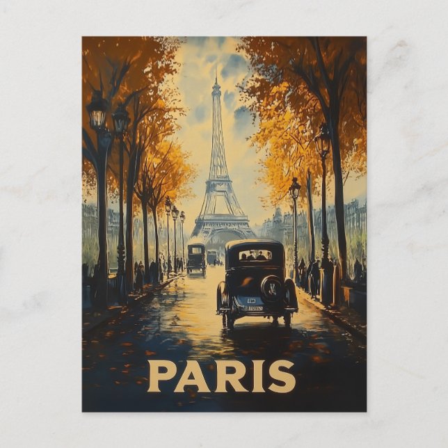 Vintage 1930s Paris Travel Poster Eiffel Tower Postcard (Front)