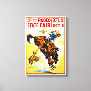 Vintage 1930s Rodeo Poster Restored Canvas Print