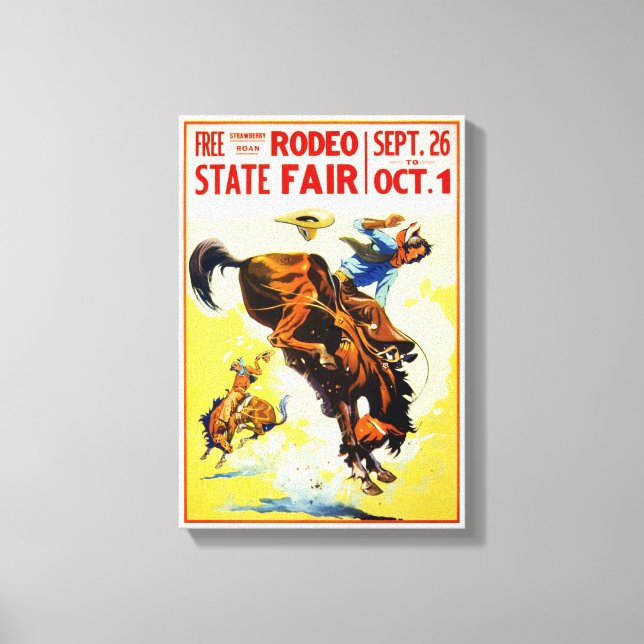 Vintage 1930s Rodeo Poster Restored Canvas Print (Front)