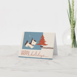 Vintage 1930's Scottie Dog Christmas Card