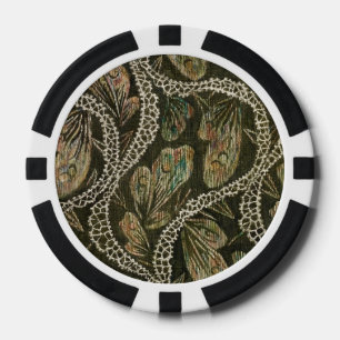 Vintage 1930s Textile Peacock Lace Pattern Poker Chips