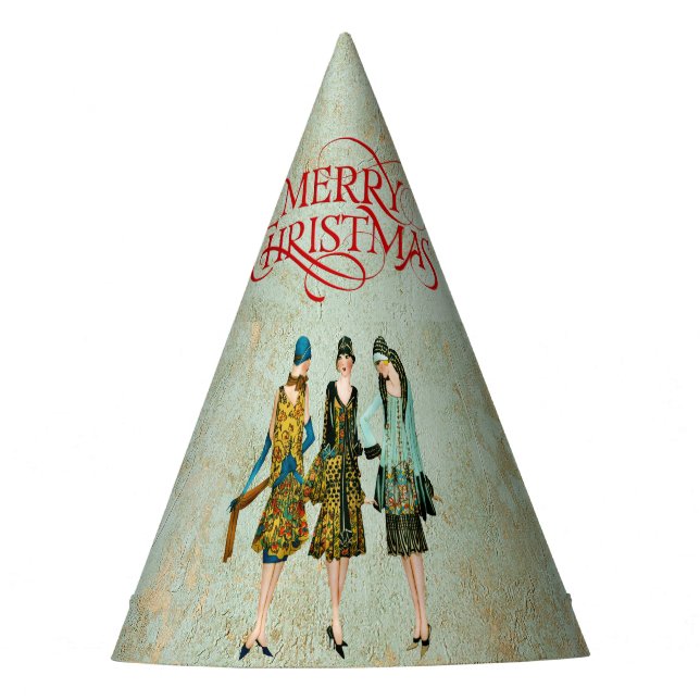 Vintage 1930's Women Christmas Greeting Party Hat (Front)