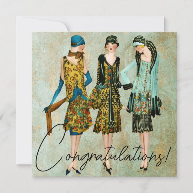Vintage 1930's Women Congratulations! Holiday Card (Front)