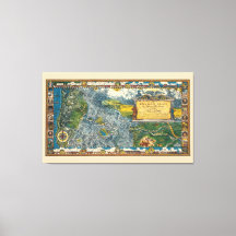 Vintage 1932 Oregon Trail Restored Extra Large Map