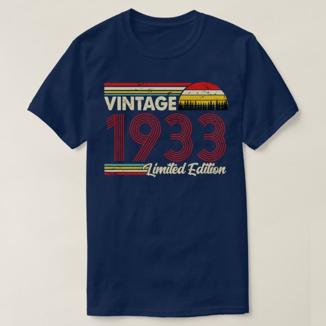 Vintage 1933 Birthday Shirt Limited Edition 1933 B (Design Front)