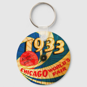 Vintage 1933 World's Fair Century Progress Ad Art Keychain