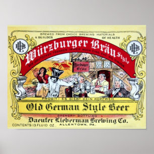 Vintage 1935 Daeufer-Lieberman Beer label Poster
