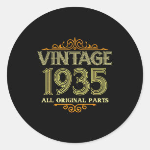 Vintage 1935 Funny 91 Years Old Men And Women 91th Classic Round Sticker