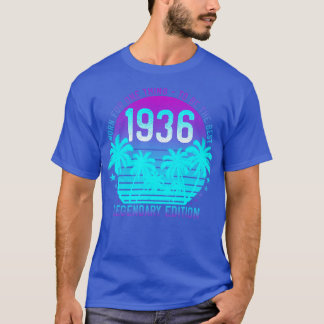Vintage 1936 Birthday 85th Aesthetic Sunset Palm T-Shirt