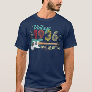 Vintage 1936 Birthday gifts, Guitar lovers 86th Bi T-Shirt