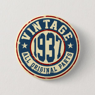 Vintage 1937 All Original Parts 2 Inch Round Button