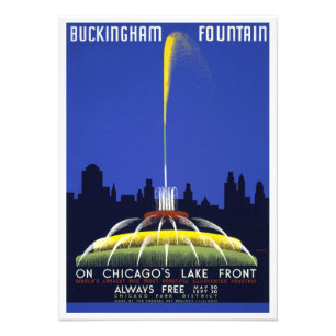 Vintage 1939 Poster, Chicago’s Buckingham Fountain Photo Print