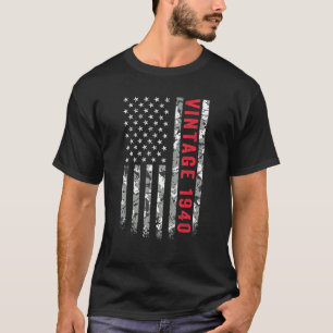 Vintage 1940 American Flag Camo 82 Years Old 82nd  T-Shirt