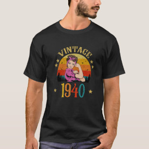 Vintage 1940 Birthday Gift For Women Funny 81 Year T-Shirt