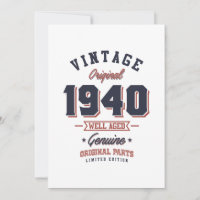 Vintage 1940 Born in 1940 Retro Birthday Gift