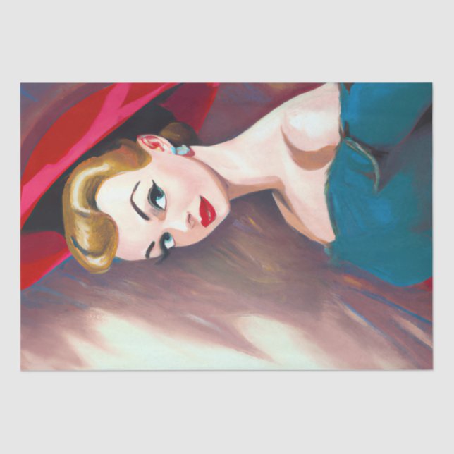 Vintage 1940's 1950's Woman Decoupage Tissue Paper (Front)