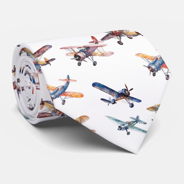 Vintage 1940s Airplanes Tie (Rolled)