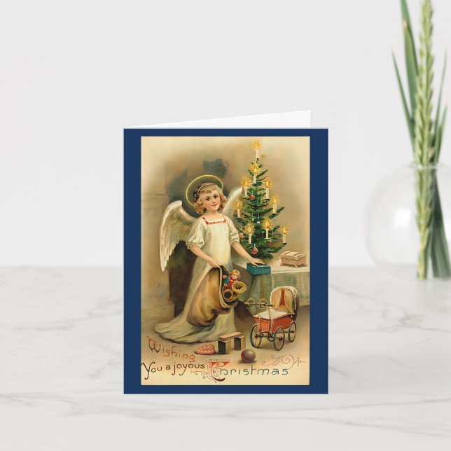 Vintage 1940s Christmas Angel Custom Message Card (Front)