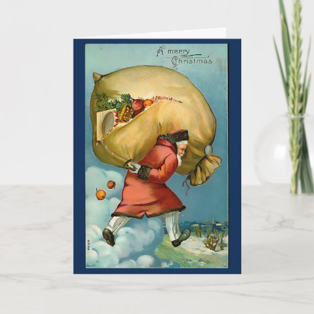 Vintage 1940s Christmas Santa Claus Custom Message Card (Front)