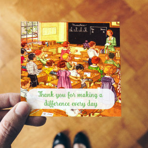 Vintage 1940s Classroom Thank you Teacher Card