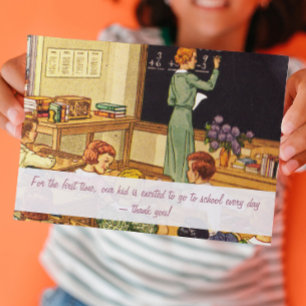 Vintage 1940s Classroom Thank you Teacher Card