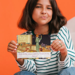 Vintage 1940s Classroom Thank you Teacher Postcard