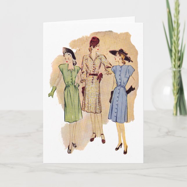 Vintage 1940s Fashion Card (Front)
