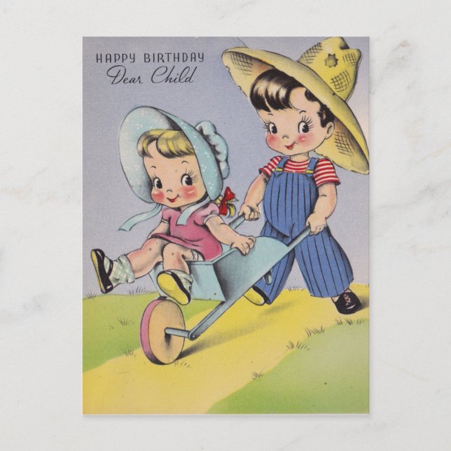 Vintage 1940s Happy Birthday Dear Child Postcard (Front)