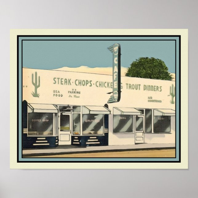 Vintage 1940's Southwest Cafe Poster (Front)
