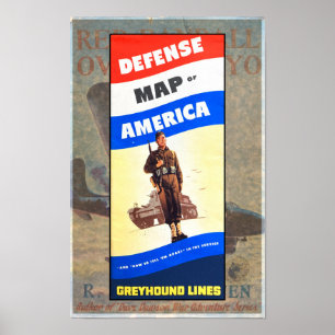 VINTAGE 1940S WWII DEFENSE BROCHURE POSTER