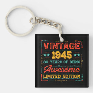 Vintage 1945 Made in 1945 80th Birthday 80 Years Keychain