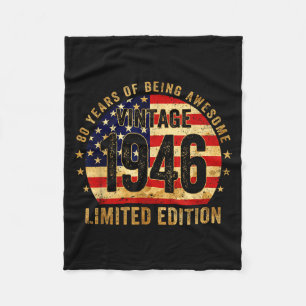 Vintage 1946 80th Birthday 80 Years Old American F Fleece Blanket