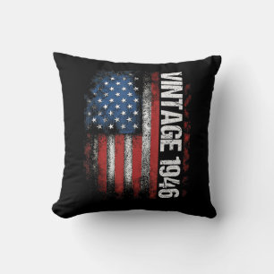 Vintage 1946 80th Birthday Gifts 80 Years Old Amer Throw Pillow