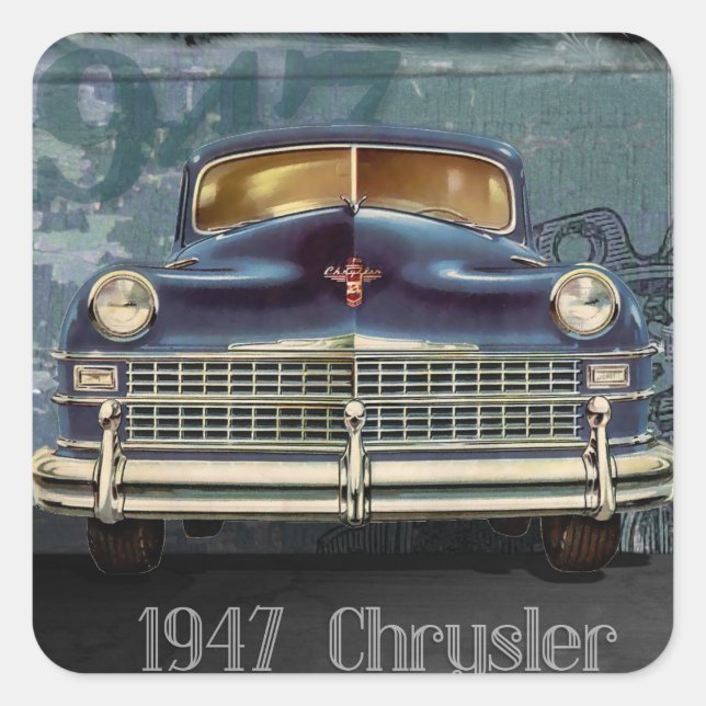 Vintage 1947 Chrysler Car Glossy Stickers (Front)