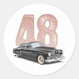 Vintage 1948 Cadillac Coupe: Black classic car Round Sticker