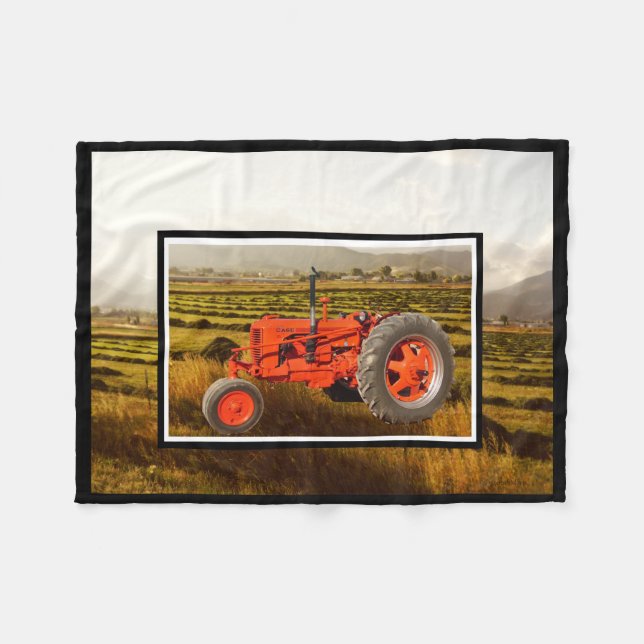 Vintage 1948 Case DC Tractor Fleece Blanket (Front (Horizontal))