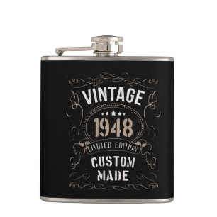Vintage 1948 Limited Edition Custom made Square St Hip Flask