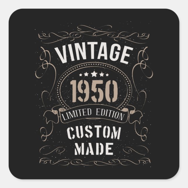 Vintage 1950 Limited Edition Custom made Square Sticker (Front)