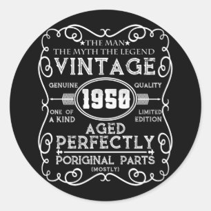 Vintage 1950 Man Myth Legend 71th Birthday Classic Round Sticker