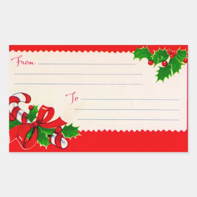 Vintage 1950 Noël Livraison Étiquettes (Devant)