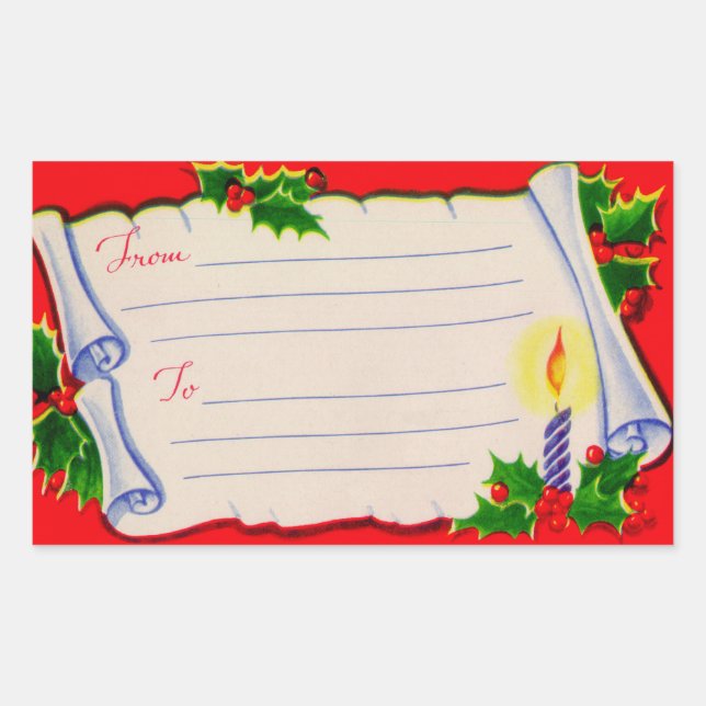 Vintage 1950 Noël Livraison Étiquettes (Devant)