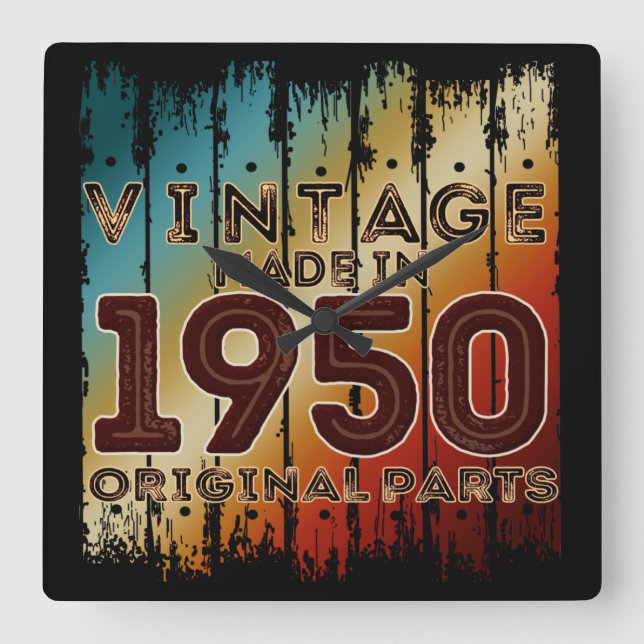 vintage 1950 original parts square wall clock (Front)