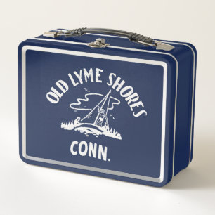 Vintage 1950 Vieux Lyme Shores Tin Lunchbox Classi
