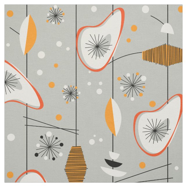 Vintage 1950s Atomic Mid-Century Modern Design Fabric (Swatch)