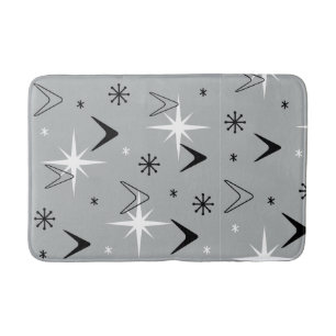 Vintage 1950s Boomerangs and Stars Grey Bath Mat