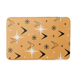 Vintage 1950s Boomerangs and Stars Orange Bath Mat